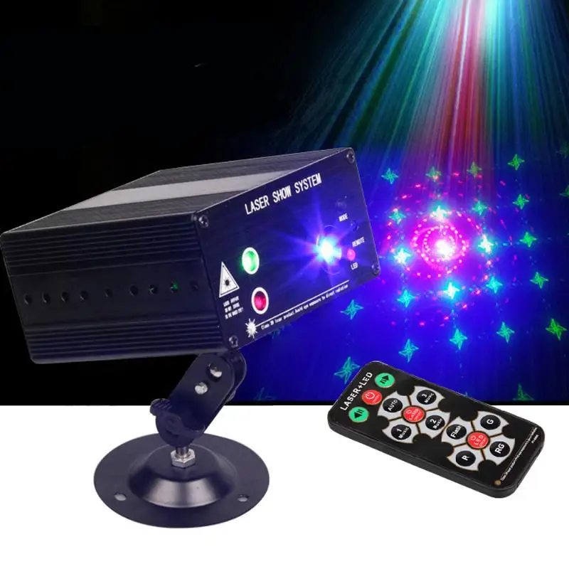 

New Mini Led Rgb Home Stage Lighting Effect DMX Laser Projector Remote Lumiere Disco Lights Dj Party Stage Light UK Plug