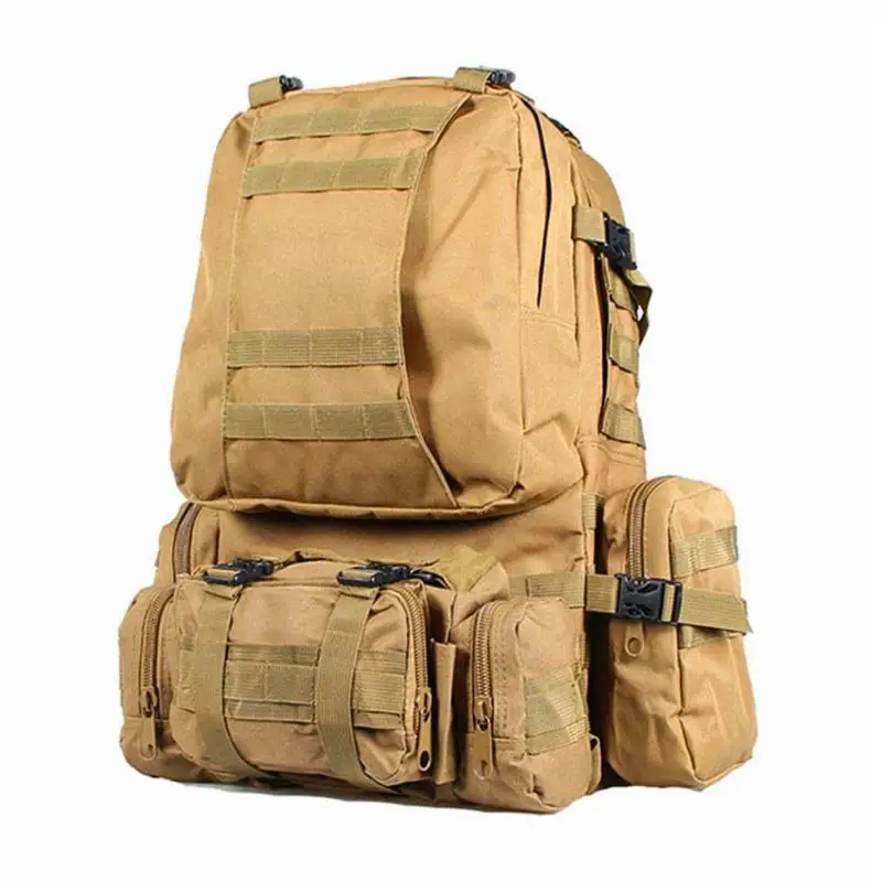 

Fashion 50L Outdoor Military Tactical Backpack Molle Hiking Camping Rucksack Water Resistant Bags 600D Camouflage bagpack