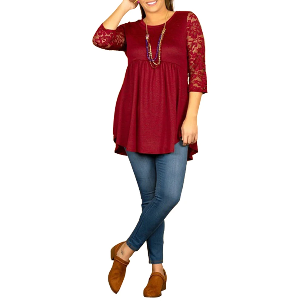 

Summer 2019 Plus Size Women Lace Tops 5xl Loose Casual mesh sleeve Female hollow out fold shirts evening party clothes