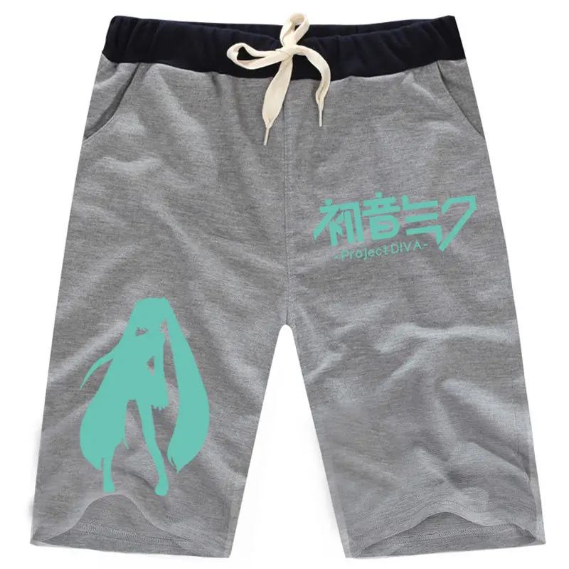 Аниме Хацунэ Мику прямые шорты по колено хлопок Повседневный фитнес Пляж короткие брюки спортивные брюки PocketsTrousers A9037