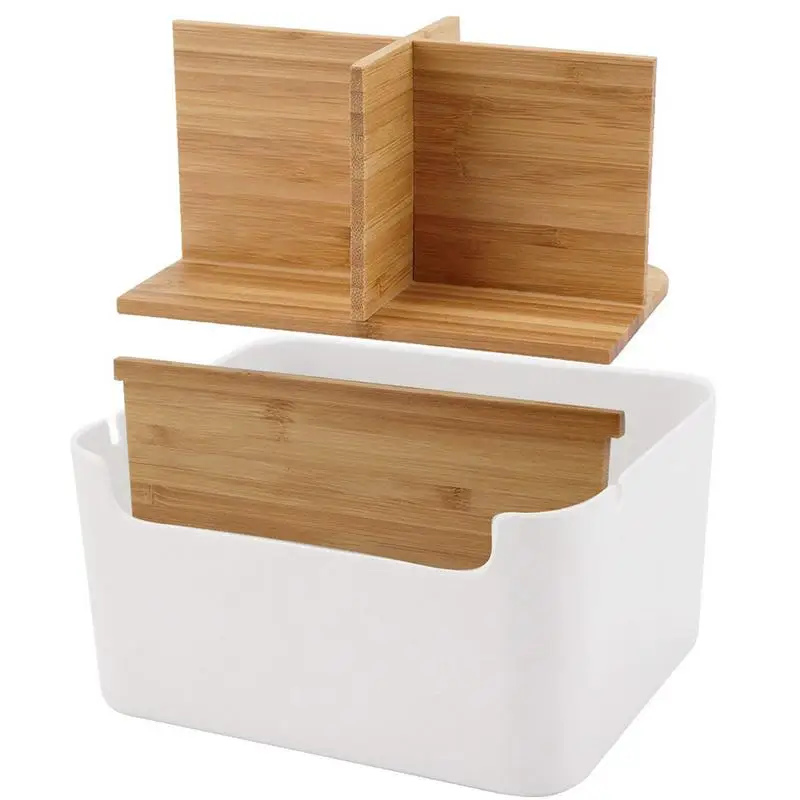 Простой деревянный съемный Настольный ящик для хранения для мобильного телефона с дистанционным управлением, держатель для кистей для макияжа, Органайзер