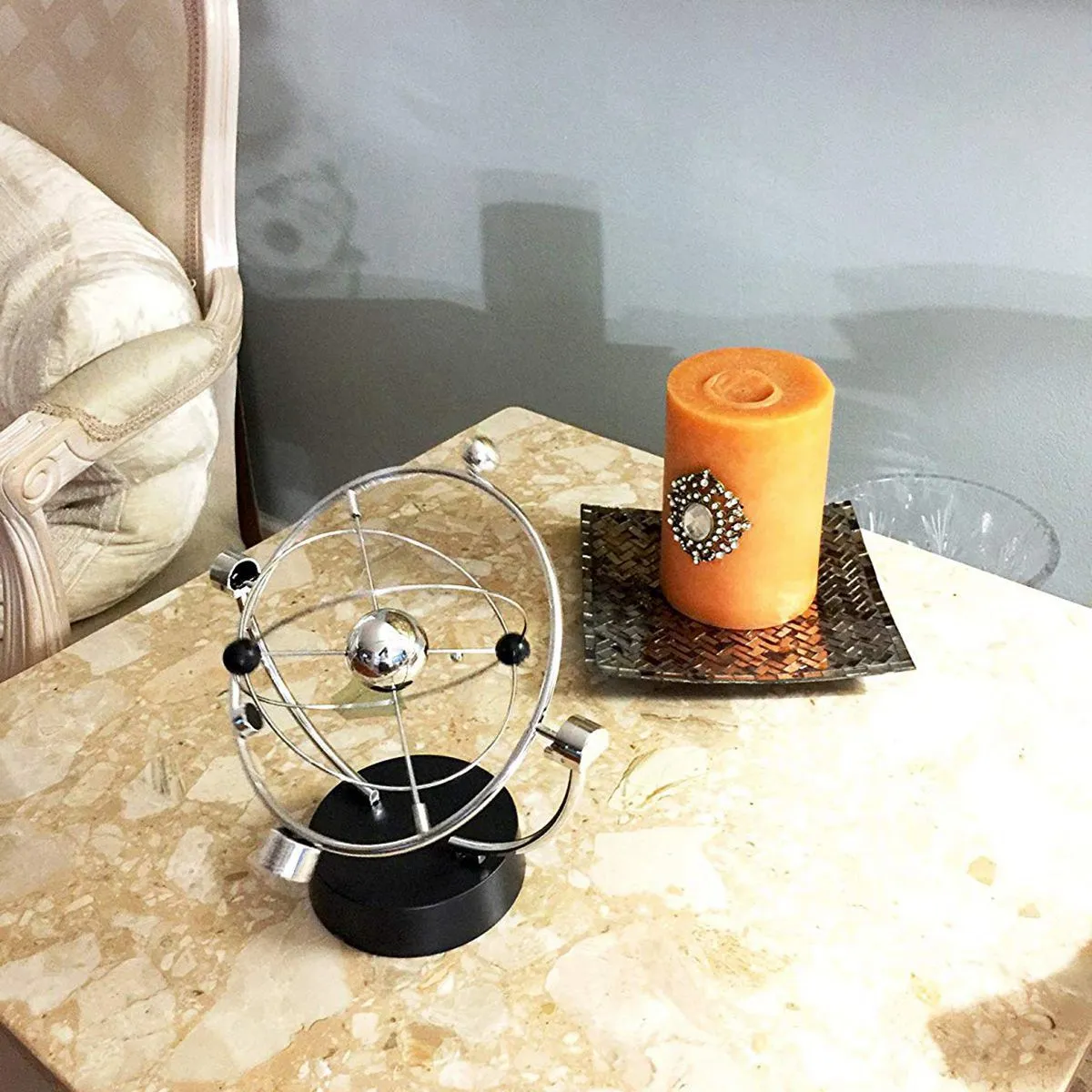New-Perpetual Motion Desk Sculpture Toy-Kinetic Art Galaxy Planet Balance Mobile-Magnetic Executive Office Home Decor Tabl
