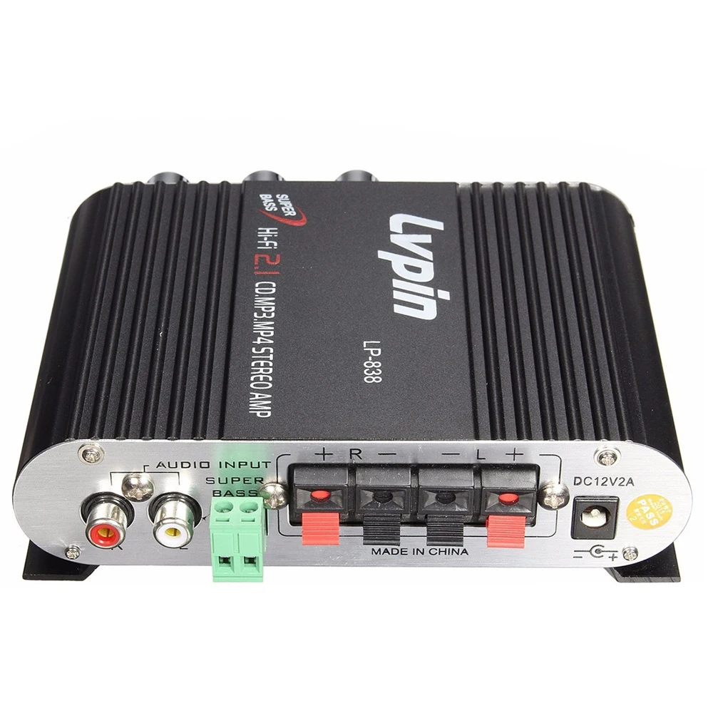 Мини Hi-Fi стерео аудио кабель Мощность разъем Усилитель-сабвуфер MP3 автомобиль радио Каналы 2 бытовой супер бас Lvpin 838 стайлинга автомобилей