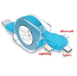 3 в 1 Плетеный usb Тип C 8 Pin Micro USB мультизарядный кабель для iPhone samsung