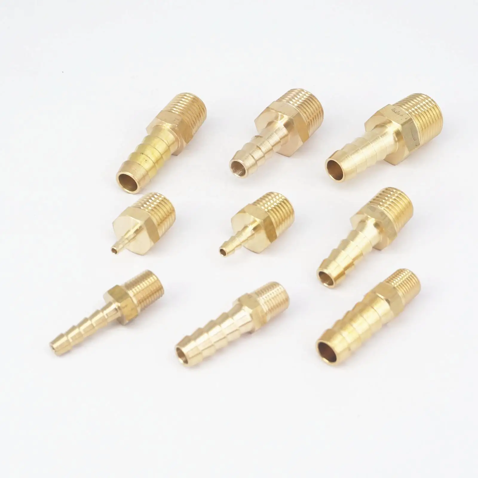 

1/8" 1/4" 3/8" NPT Male x 1/8" 3/16" 1/4" 5/16" 3/8" Hose Barb Tail Brass Fuel Fittings Connectors Adapters 229 PSI