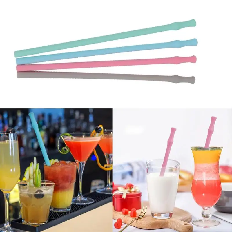 

Reusable Silicone Drinking Straws Extra Long Flexible Straws with Cleaning Brushes for Tumbler Bar Party Straws