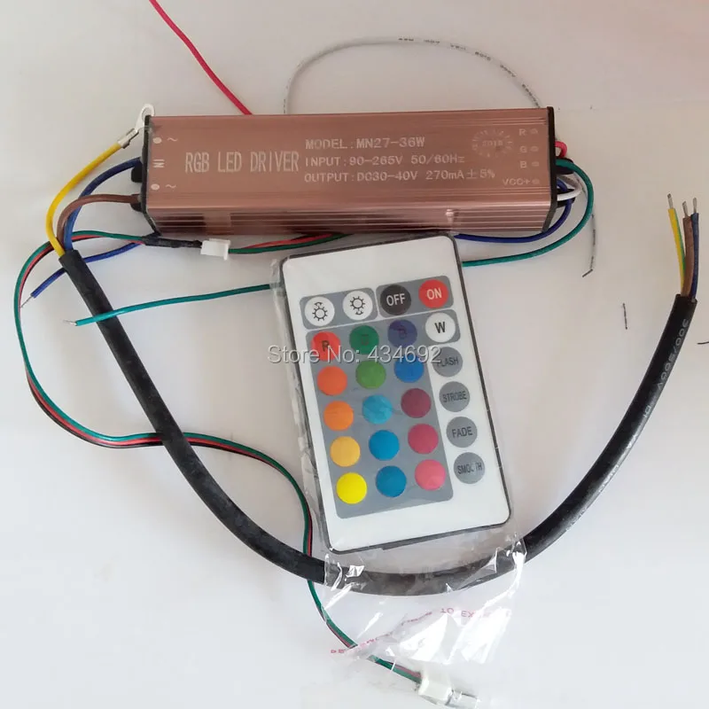 

IP67 Waterproof 30W RGB LED Driver with 16 Colors Remote Control Lighting Transformers For 30W High Power RGB LED Light