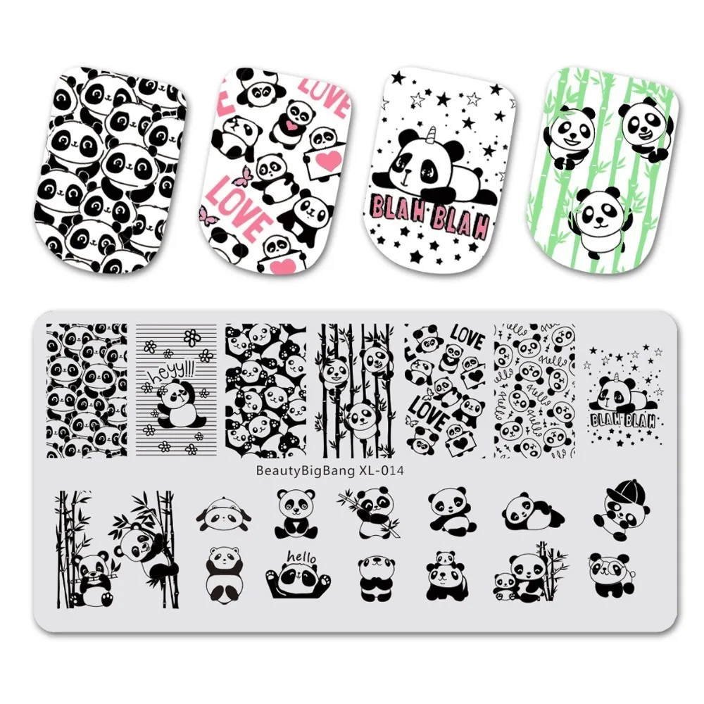 BeautyBigBang 6*12 см милые панды для штамповки ногтей пластины для штамповки собаки кошки изображения из нержавеющей стали для дизайна ногтей шаблонные штампы пластины