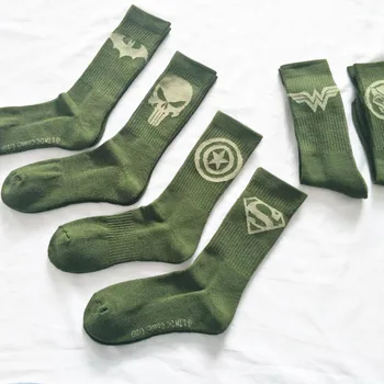 

Personality Cartoon Superman Robot Punishment Cotton Wool Men Funny Skate Socks Floor Socks Harajuku Hip Hop Street Green Autumn