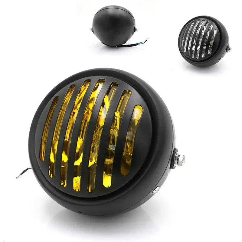 

NEW Motorcycle Retro Black Metal Grid Front Headlight Lamp Kit For CG125 Modification Retro Lamp Motorcycle Accessories