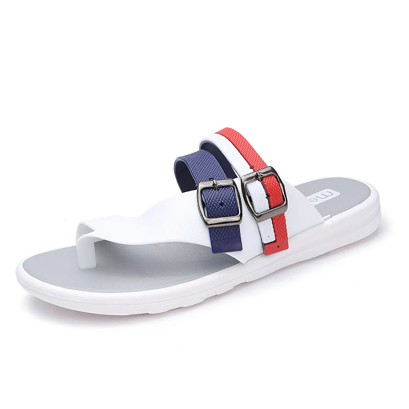 

2019 summer new Men's Solid Flat Indoor & Outdoor Slippers Men Non-slip Flip Flops Sandals Male fashion casual Beach shoes