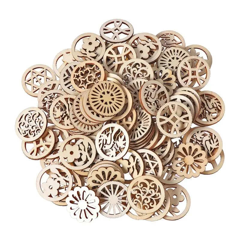 

Assorted Pattern Wooden Gears Embellishment Gift Tag Wood Ornaments DIY Art Craft for Scrapbooking Painting Drawing Craft