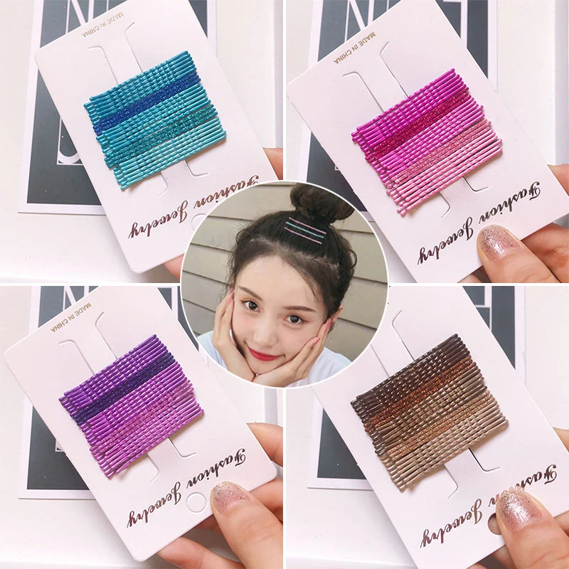 

Iridescence Hair Clip Wavy Bobby Pins for Women Girls Decorative Hair Styling Accessories 24PCS/Set Candy Color 5cm Seaside
