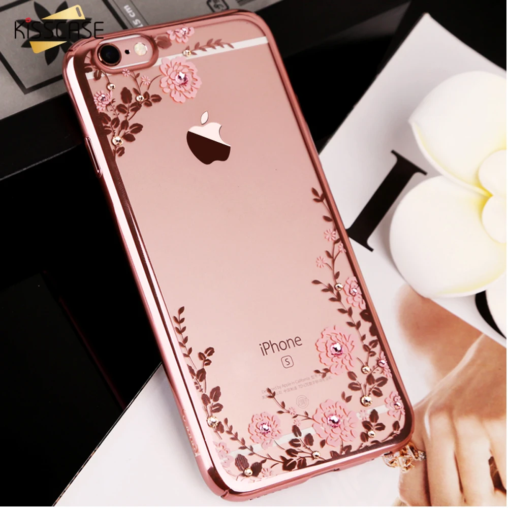 Чехол KISSCASS с рисунком розы для iPhone 6 6S 7 8 Plus XS Max XR X блестящие прозрачные чехлы
