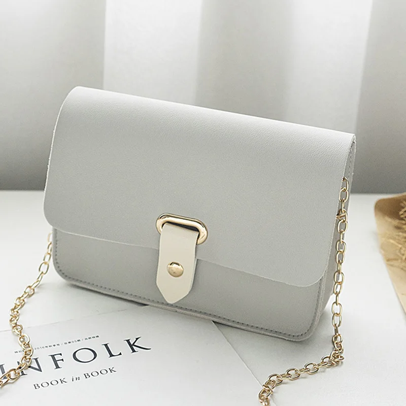 

Korea New Women's Bag Solid Casual Small Flap Phone Pccket Shoulder Messenger Bag Chain Small Bag Female Leather Handbags Hobo