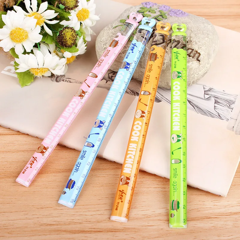 

2PCS New Cute Love Mini Ruler Learning A Good Helper 15 Cm Children's Favorite Cartoon Straight Ruler Study Measure Stationery