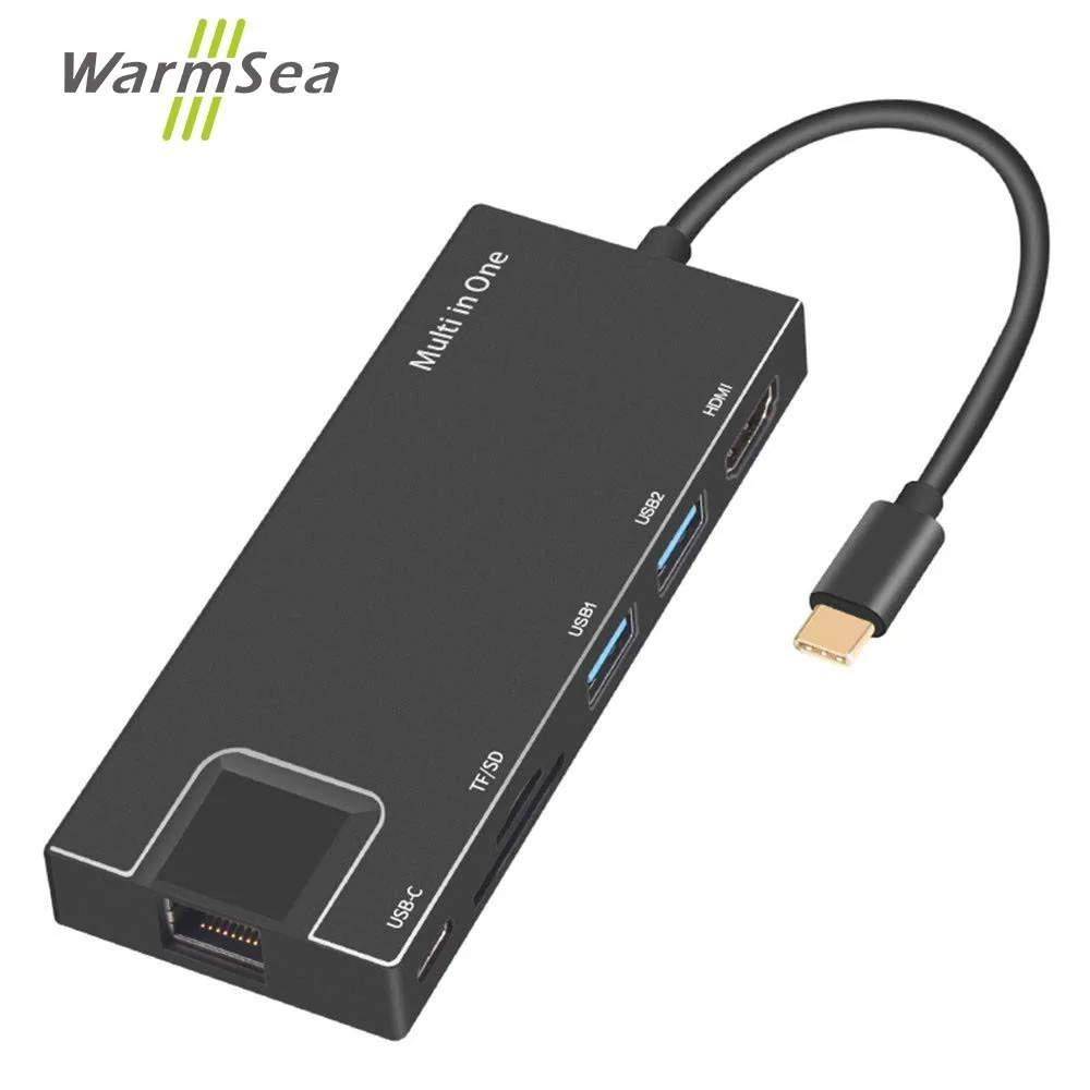 

USB Type C HUB 7 in 1 USB 3.0 HDMI 4K RJ45 Adapter Micro SD TF Card Reader Hub Card reader USB Type-C OTG For New Macbook