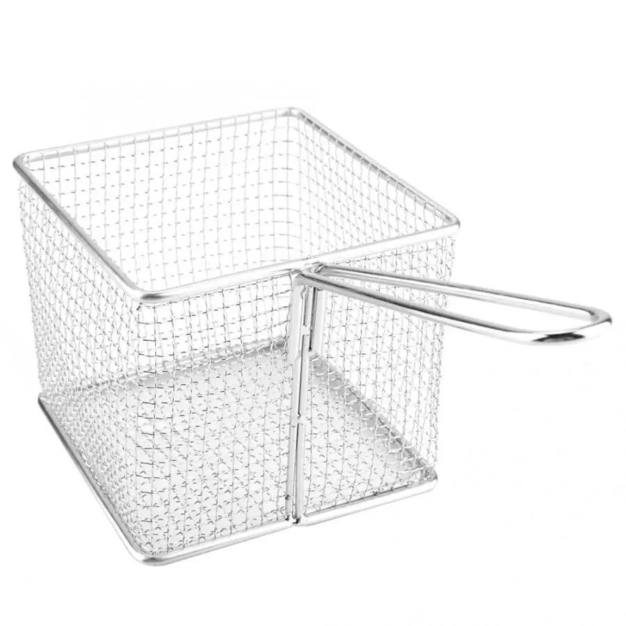 

Mini Chips Colanders Stainless Steel Chips Deep Fry Baskets Square Food Presentation Strainer Potato Cooking Tool