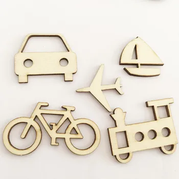 

100 Pcs Unfinished Wooden Train/Car/Bicycle Pattern Wooden Chip Scrapbooking Craft Handmade Accessories Home Decoration
