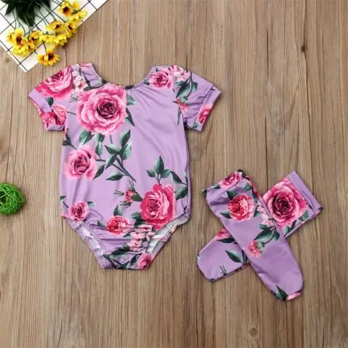 

PUDCOCO Summer Newborn Baby Girl Flower Romper Bodysuit Jumpsuit Outfit Clothes 0-18M