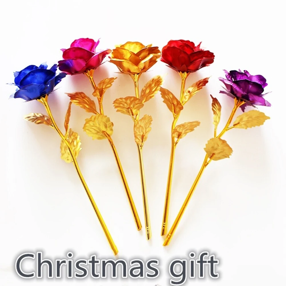 

10 Colors Artificial Rose Flower Gold Foil Plated Rose Gold Rose Flower For Wedding Valentine'S Day Gift Decor