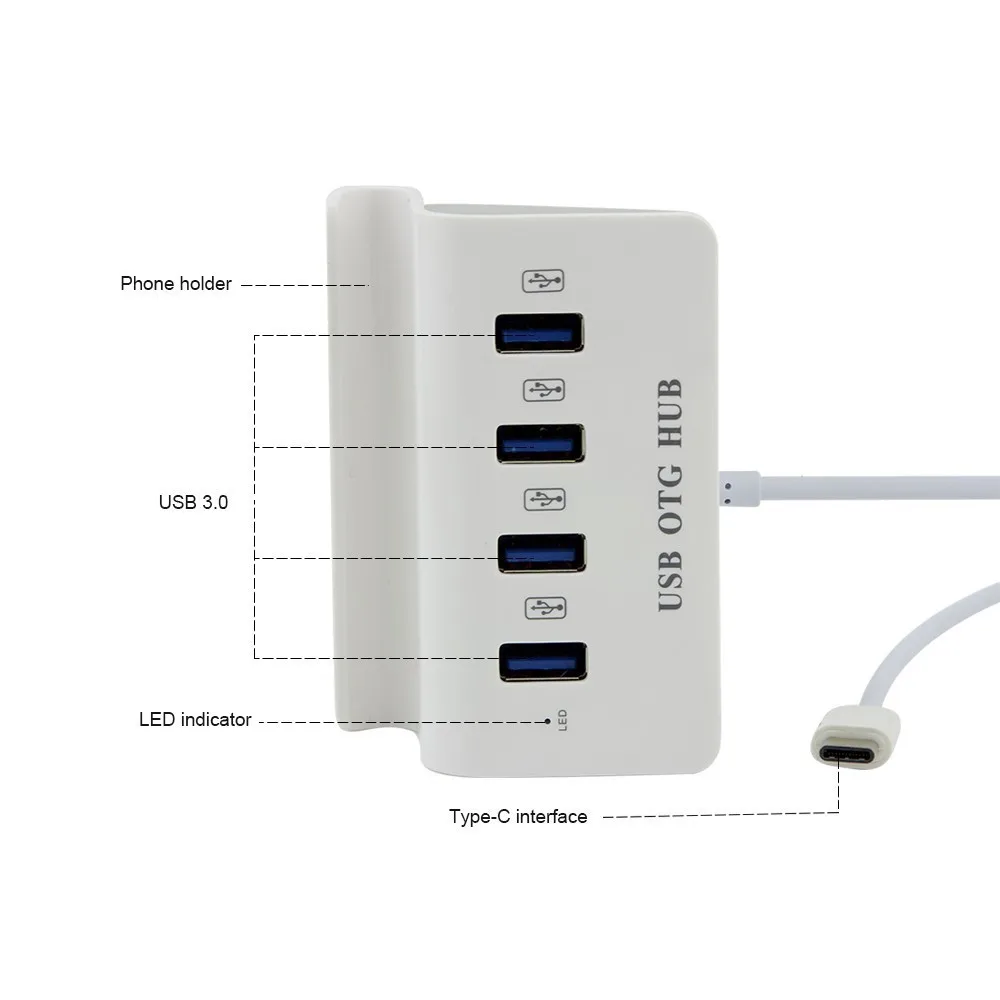 Разветвитель CHYI с 4 портами USB 3 0 и подставкой для телефона|USB-хабы| |