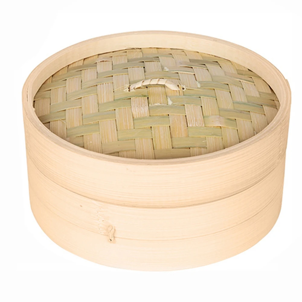 Botique-One Cage and One Cover Cooking Bamboo Steamer Fish Rice Vegetable Snack Basket Set Kitchen Cooking Tools