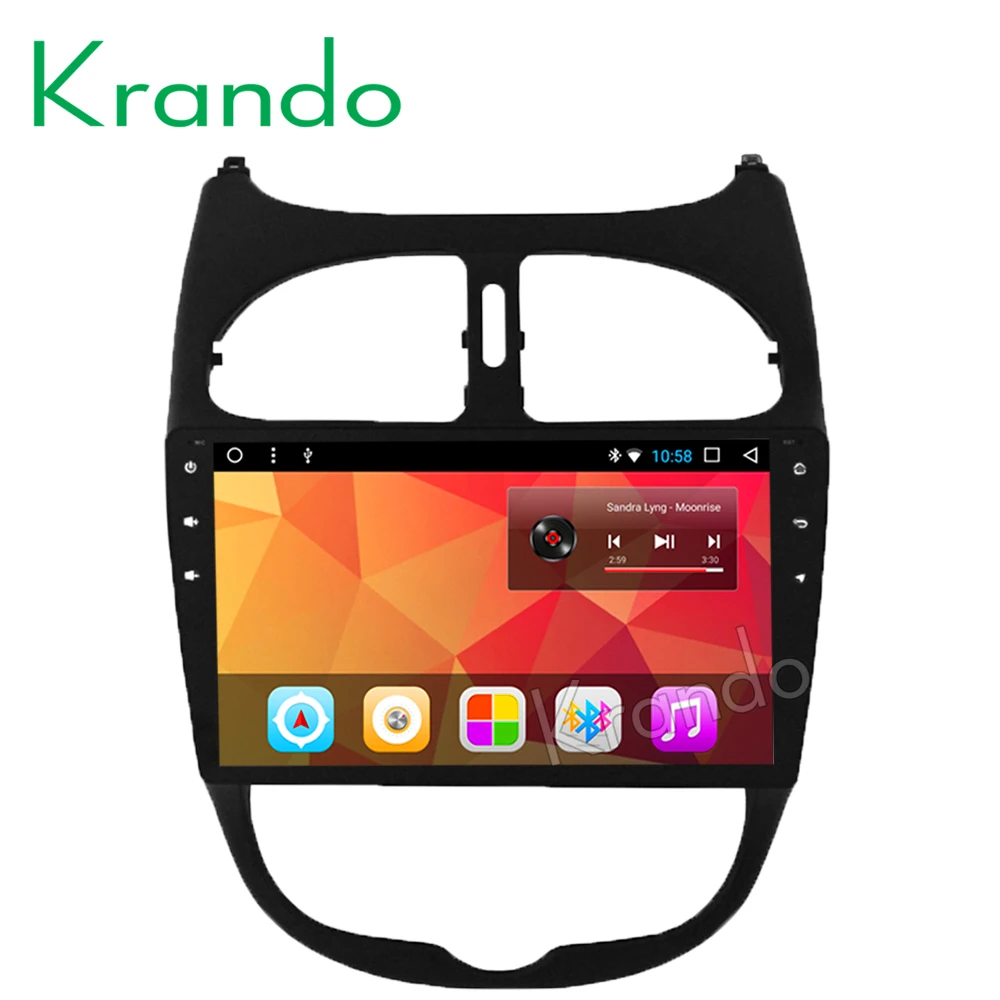

Krando Android 8.1 9" IPS Full touch car Multimedia player for Peugeot 206 2000-2008 GPS audio navigation system radio WiFi BT