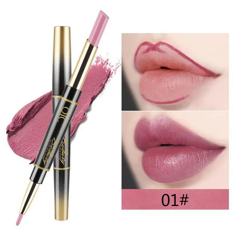 

Matte Lipstick Wateproof Double Ended Long Lasting Lipsticks Lip Makeup Cosmetics Lips Liner Pencil Non-stick To Cup Lipstick