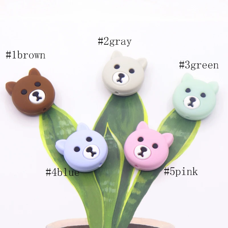 

50pcs New Diy Baby Pacifier Chain Accessories Cartoon Bear Mini Silicone Beads Baby Safety Food Grade Silicone Beads
