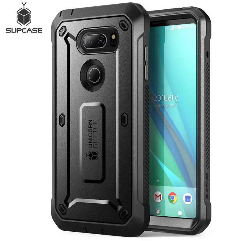 Soccer Ball Drop-Protection Shockproof Dual Layered Case w/Kickstand Rugged Cover Compatible with LG V30 / LG V30 Plus 