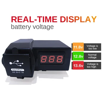 

DHL 50PCS Waterproof 12V Motorcycle LED Digital Display With Voltmeter Voltage USB Power Socket Charger Power Switch 3.2A
