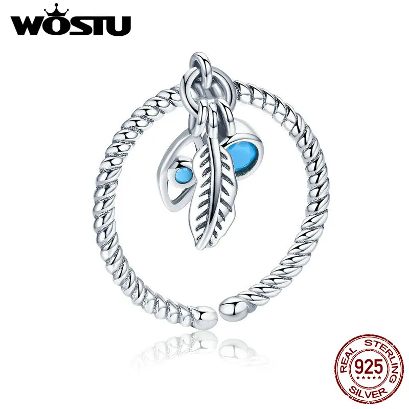 

WOSTU Trendy 925 Sterling Silver Bohemia Zircon Girly Open Rings For Women Adjustable Silver Ring Jewelry Christmas Gift CQR431