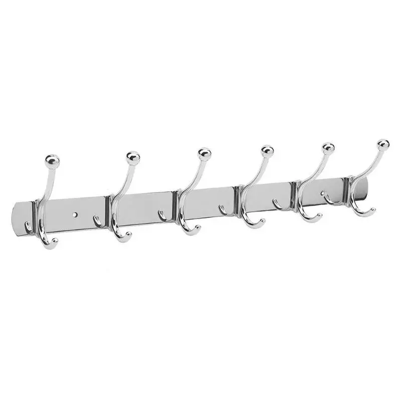 

6 Hooks Stainless Steel Storage Shelf Wall Mounted Kitchen Bathroom Towel Hooks Hat Coat Clothes Hook Rack Hanger Organizer