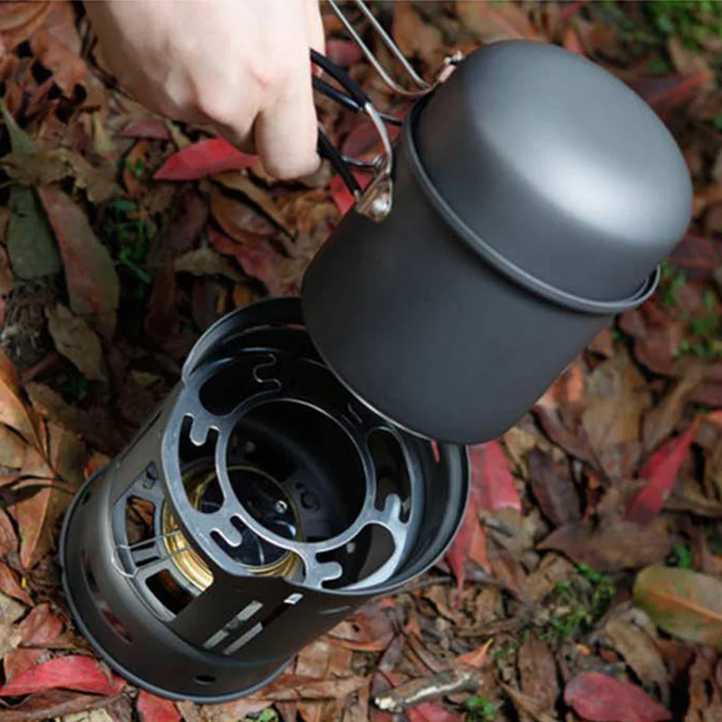 ALOCS CW-C01 7 piezas de Camping al aire libre juego de cocina estufa portátil Camping utensilios de cocina ollas de cocina estufa de Picnic barbacoa de 1-2Pers