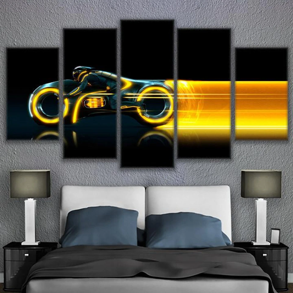 

5 Panel Frame Abstract Modular Motorcycle Picture Canvas Wall Art Painting Home Decor Living Room Canvas Print Modern Painting