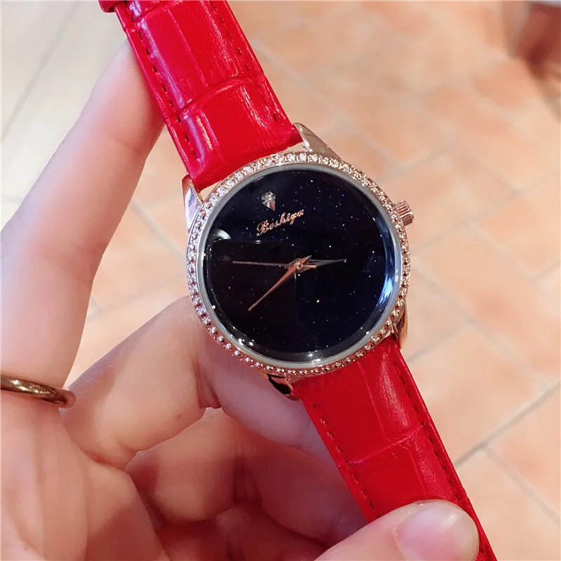 

2019 New Arrival France Popular Quartz Watch for Women Simple Fashion Star Sky Dial Rope Strap Watch for Student