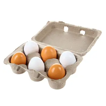 

6pcs/Set Wooden Eggs Yolk Pretend Play Kitchen Food Cooking Kid Toy Xmas Gifts