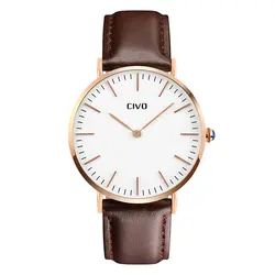 CIVO ультра тонкие часы для мужчин простой дизайн модные черные пояса из натуральной кожи аналоговые часы Роскошные водонепроница