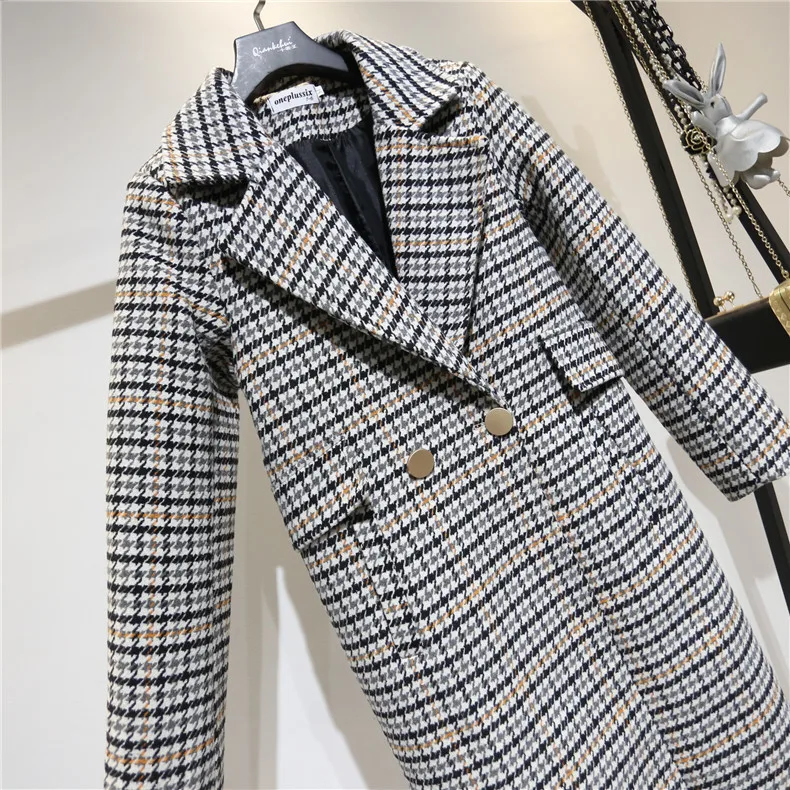 Arrivée Noir Plaid Boutonnage Blanc Laine Contraste Mode Yf13101 De Color 2018 Nouvelle Double Épais Picture Pour Couleur Entaillé Veste L'automne Lanmrem ExwfqY84n