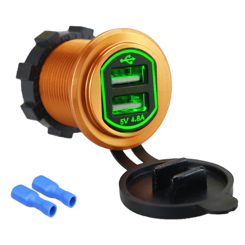 12-24 V 4.8A المزدوج منفذ USB للسيارة مقبس شاحن محول للجوال هاتف محمول للماء شاحن USB مزدوج 2 منافذ الطاقة المقبس