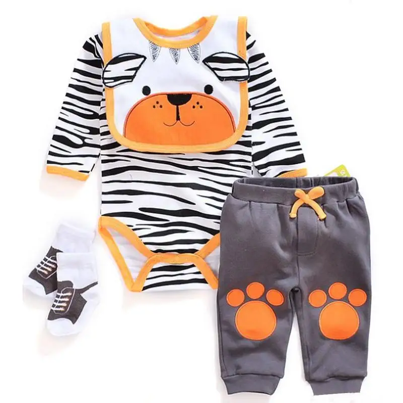 

For 20-22 Inch Simulation Baby Doll Reborn Doll Clothes Striped Animal Pattern Jumper With Pants Bib And Random Pattern Socks