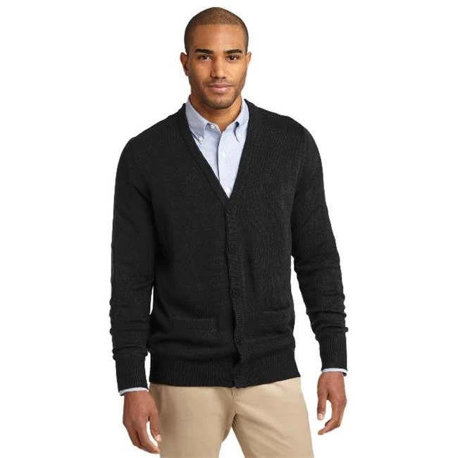 Port Authority SW302 Mens Value V-Neck Cardigan Sweater with Pockets Black - Medium |