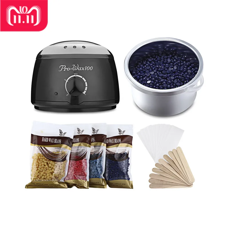 

Electric Wax Heater Depilatory Pro Hair Removal Machine Wax Warmer With 4X Pack Of Wax Beans + 10X Paper + 10X Stick Waxing Kit