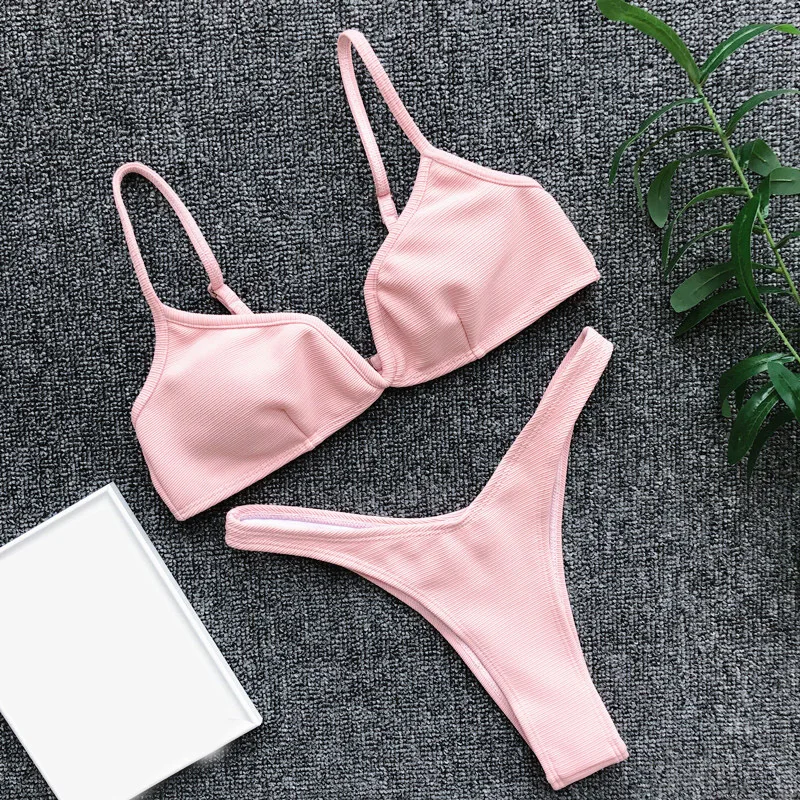 

Women's bikini set Separated Sexy Swimsuit Padded Steel supportV-Bikini Bra+Briefs 2pcs Set