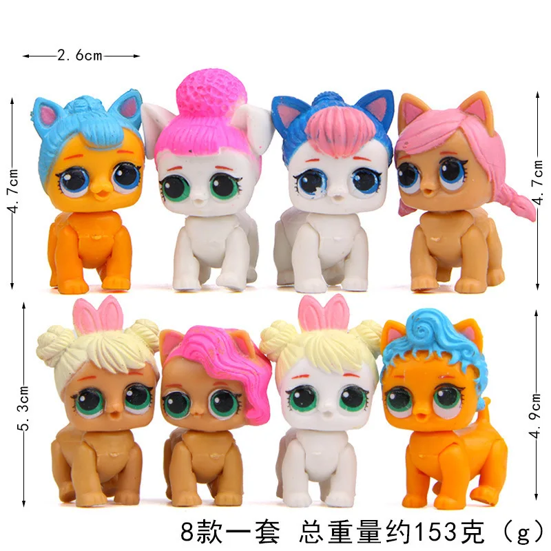 8pcs lol Pony Unicorn Serie Pets DOLL Action Figures Model Toy Bag Little Pet Shop Mini Toy Animal Cat Dog Toys For Children