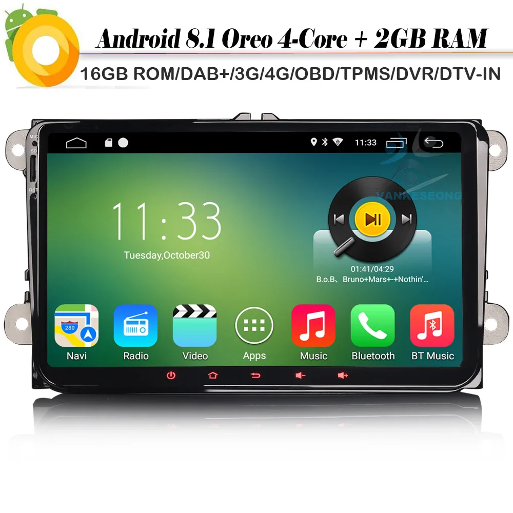 9 &quotAndroid 8 1 автомобильный стерео Sat Nat OPS GPS для VW Passat Jetta Bora Golf MK5 Beetle EOS SWC Bluetooth|GPS