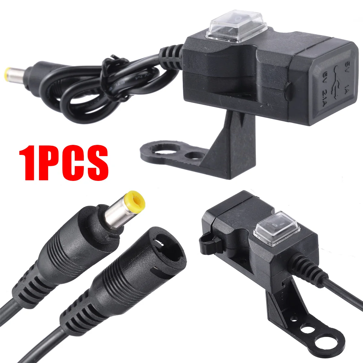 

Dual USB 1+2.1A Port 5V Waterproof Cover Motorbike Motorcycle Handlebar Charger Adapter Power Supply Socket With Switch & Mounts