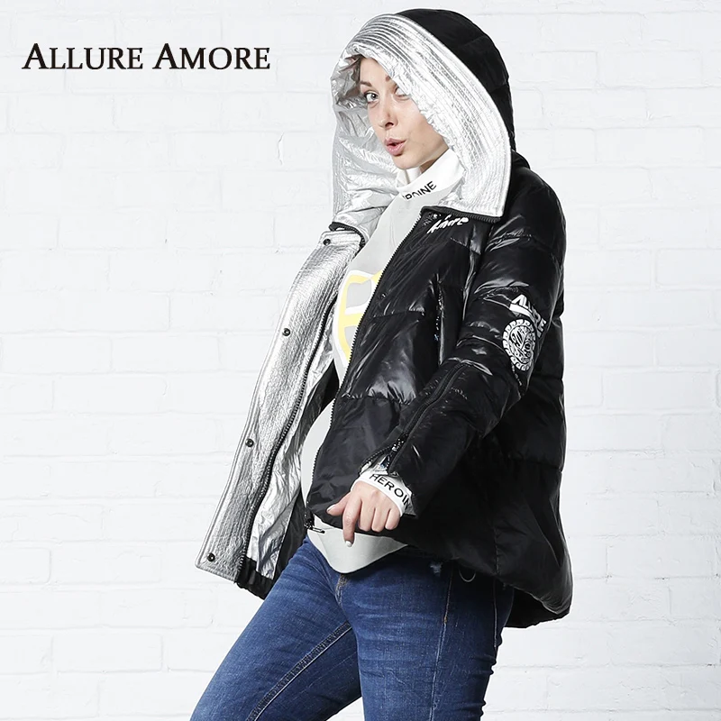 Women's Parka Female Winter Cotton Padded Jacket hooded Women Winter Jackets Woman Contrast Coat 2019 Winter Coats AllureAmore