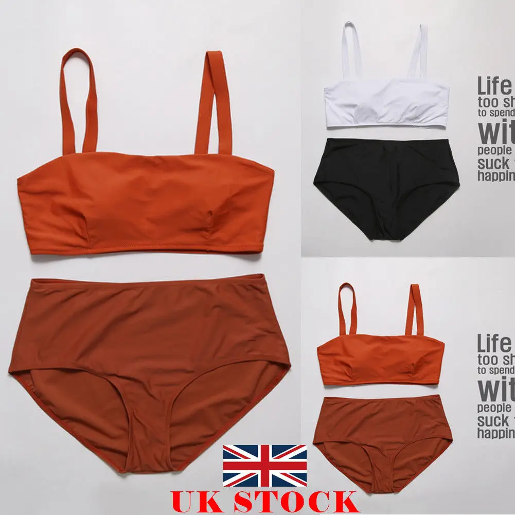 

US Plus Size Women Sexy Push-up Padded Bra Solid Color Bikini Sets Large Size Swimsuit High Waist Swimwear Bathing Suit L-3XL